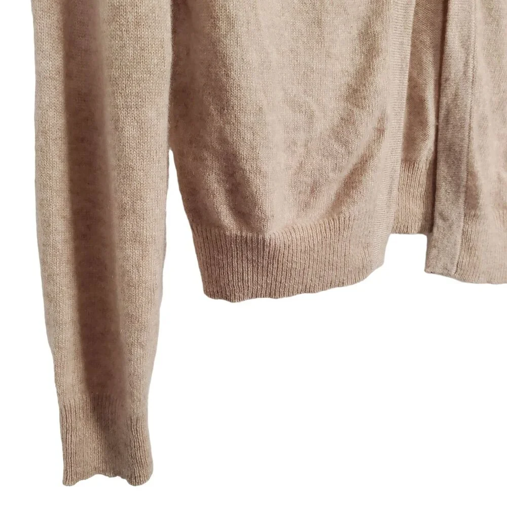 Cynthia Rowley Size S Sweater Flyaway Cardigan 100% Cashmere Coquette Ruffle Tan - Picture 6 of 9